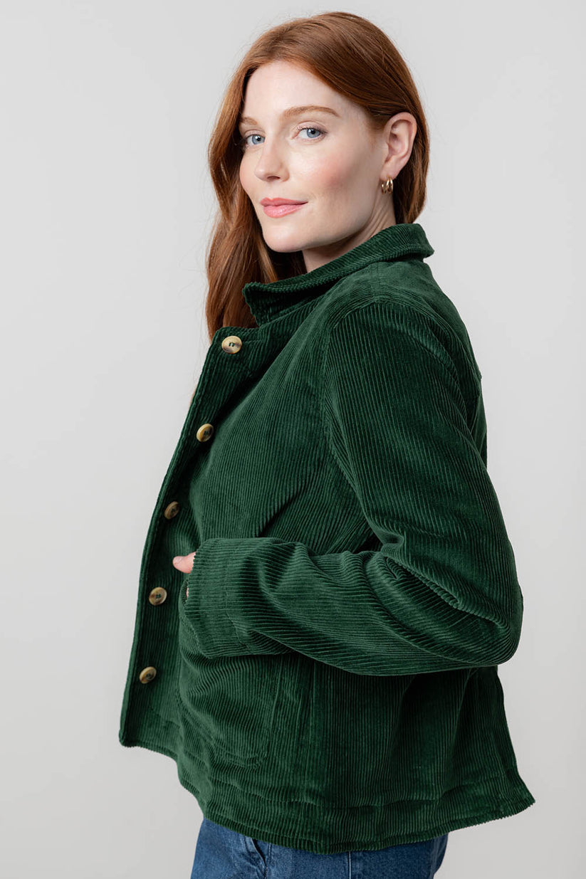 Lily & Me Ash Jumbo Cord Jacket Pine Green