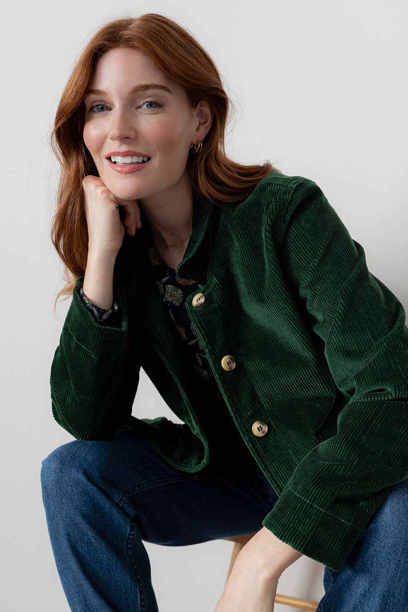 Lily & Me Ash Jumbo Cord Jacket Pine Green