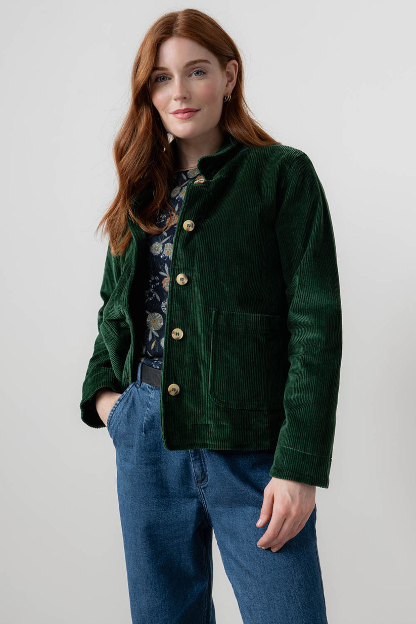 Lily & Me Ash Jumbo Cord Jacket Pine Green