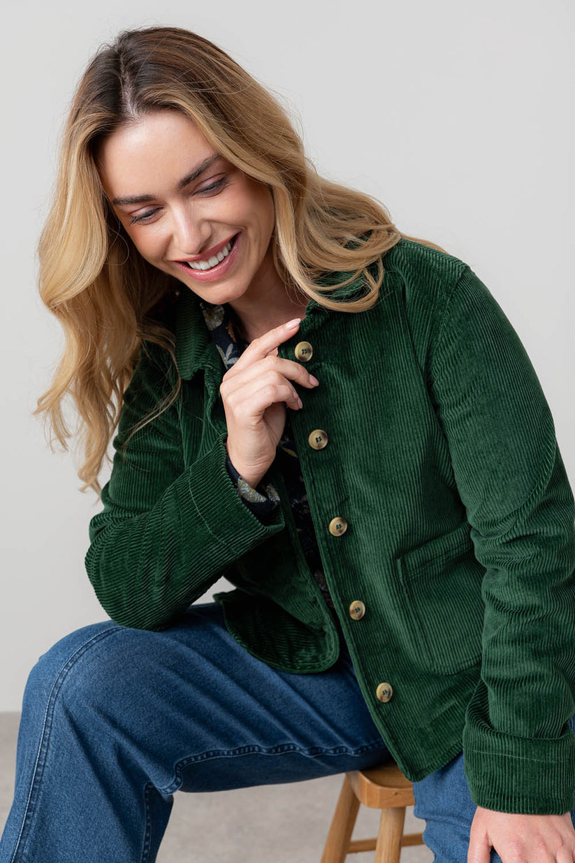 Lily & Me Ash Jumbo Cord Jacket Pine Green