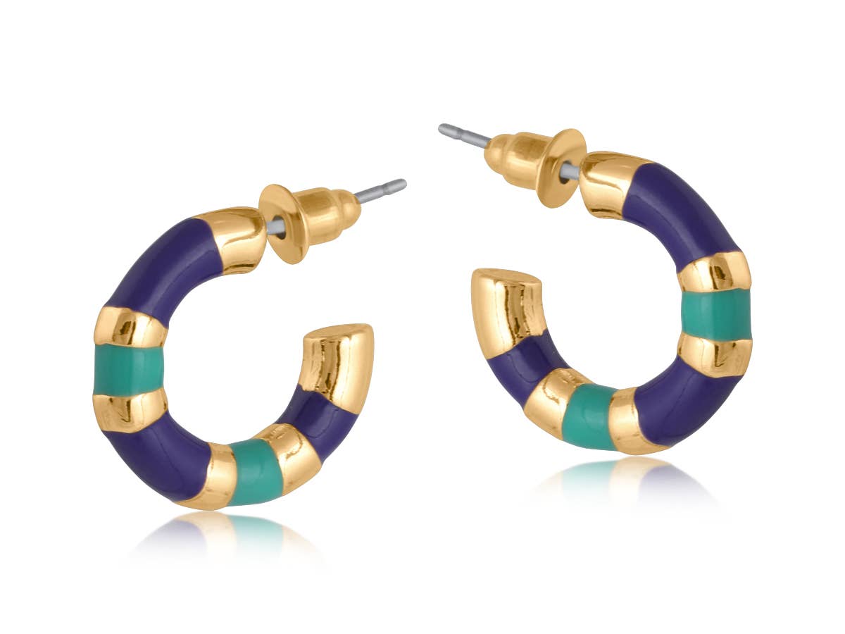 Malina Multi Toned Enamelled Earrings in Blue
