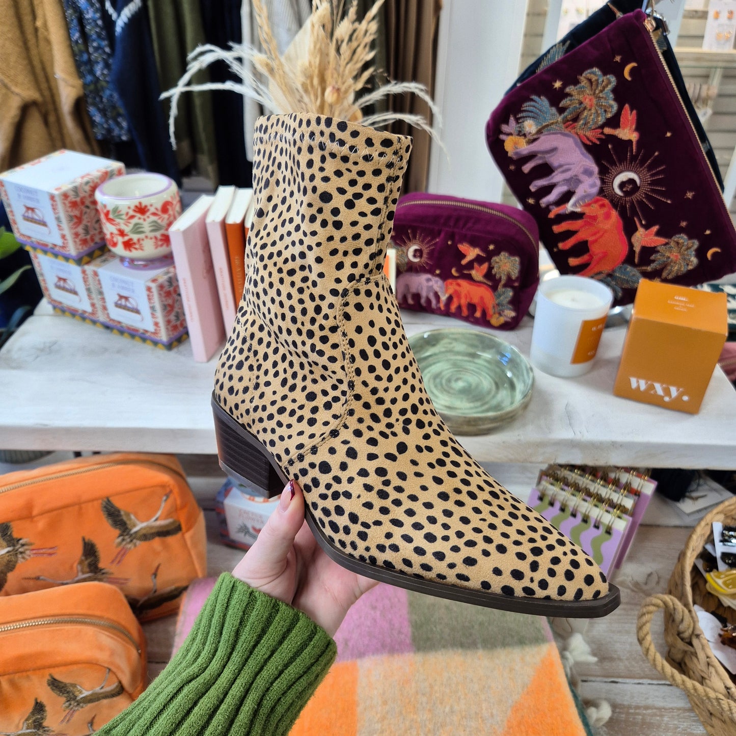 Cheetah Cuban Heel Boots