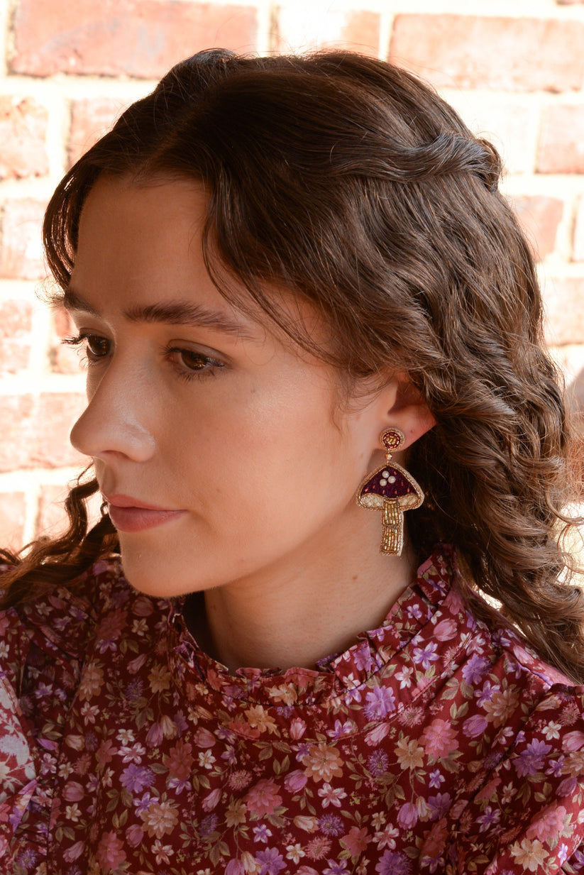 My Doris Purple Mushroom Earrings