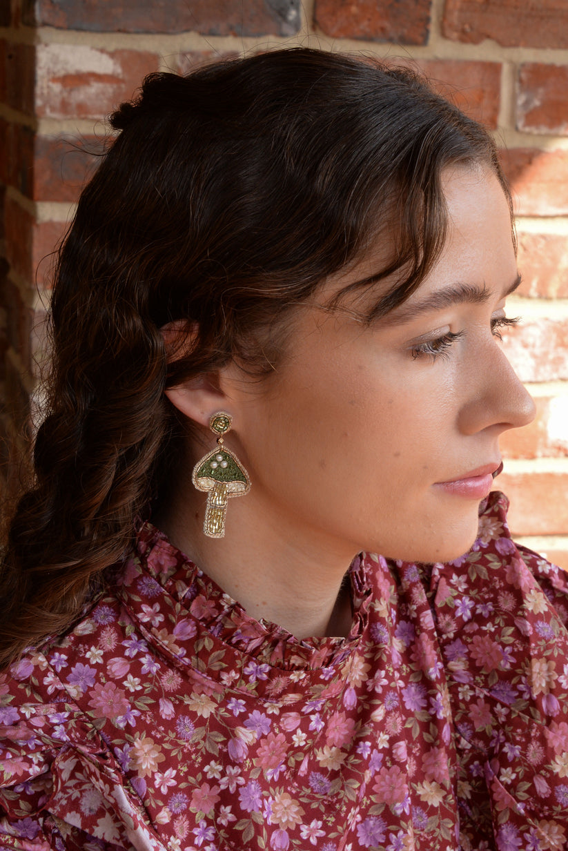 My Doris Green Mushroom Earrings