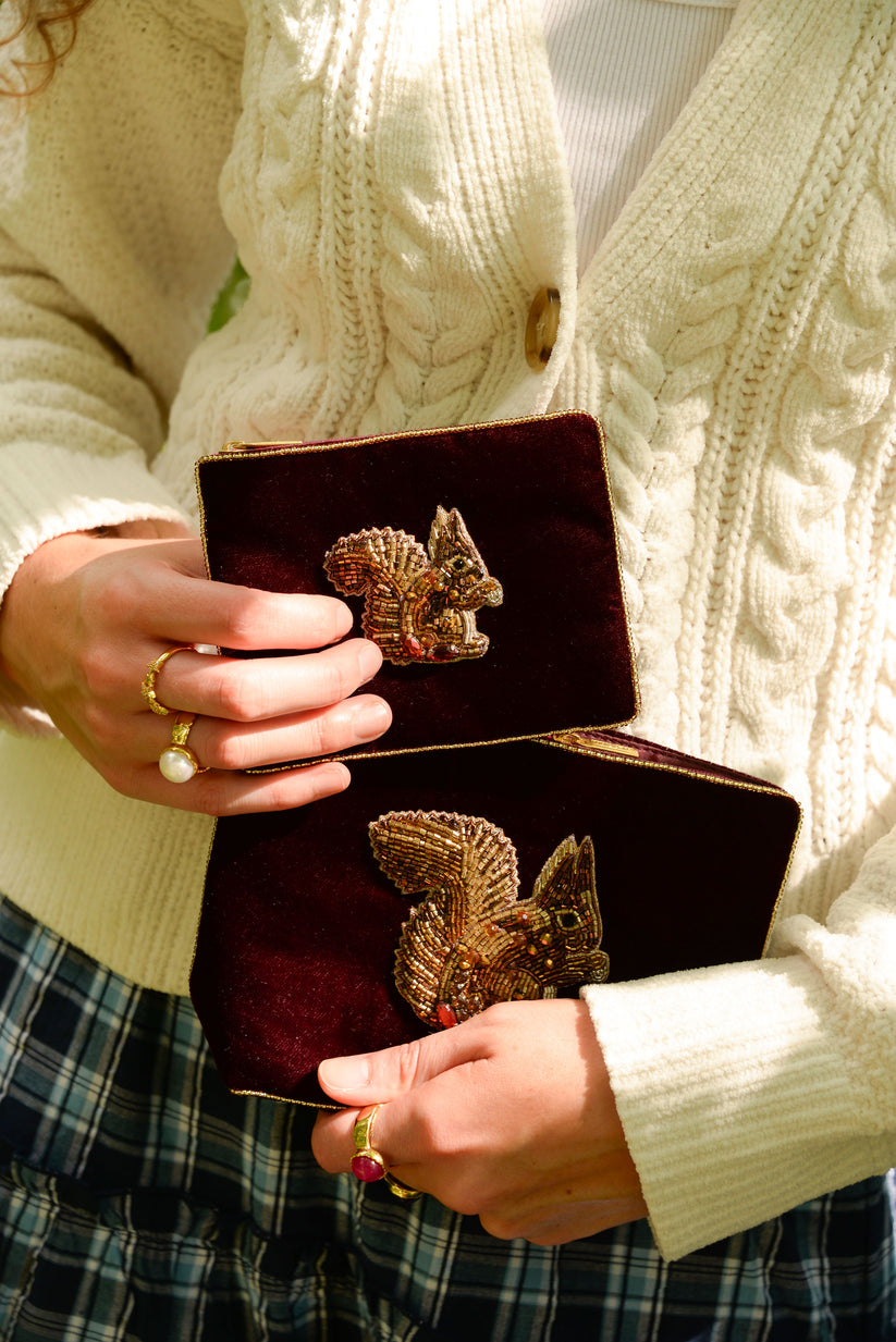 My Doris Burgundy Squirrel Small Purse