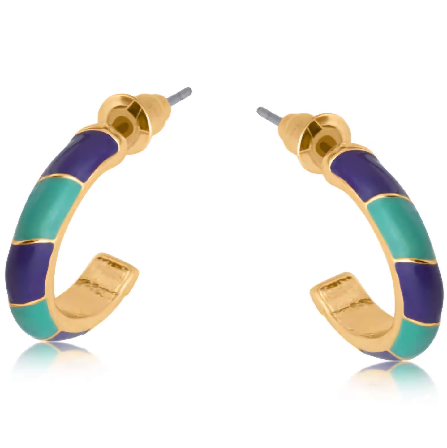 Sunny Two Tone Enamel Earrings in Blue