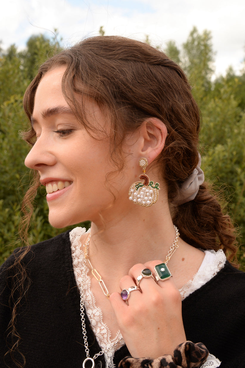 My Doris White Pumpkin Earrings