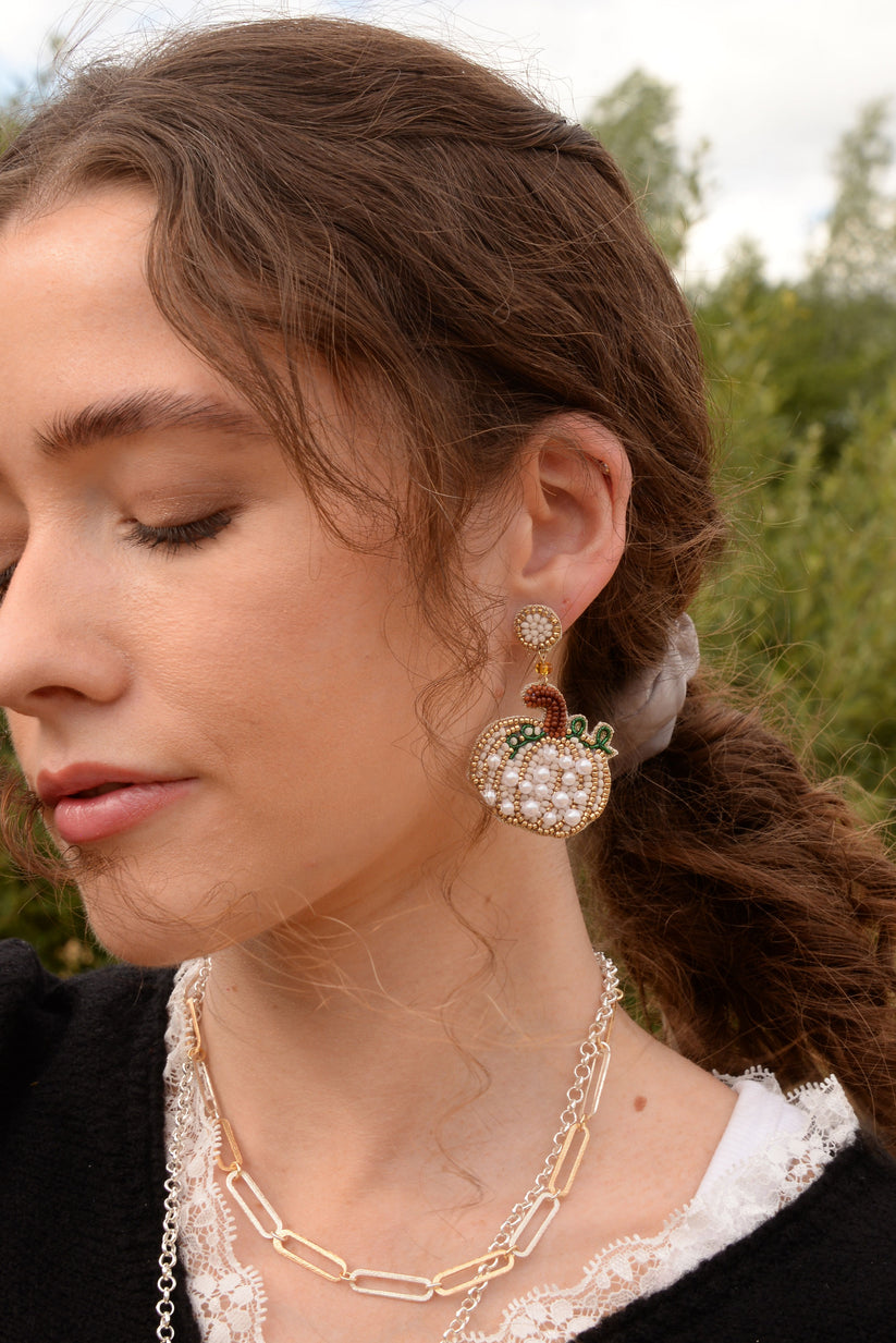 My Doris White Pumpkin Earrings
