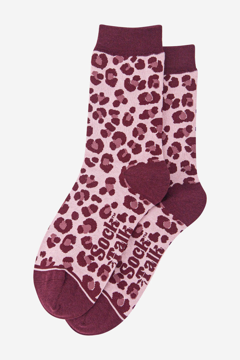 Mulberry Leopard Print Bamboo Socks