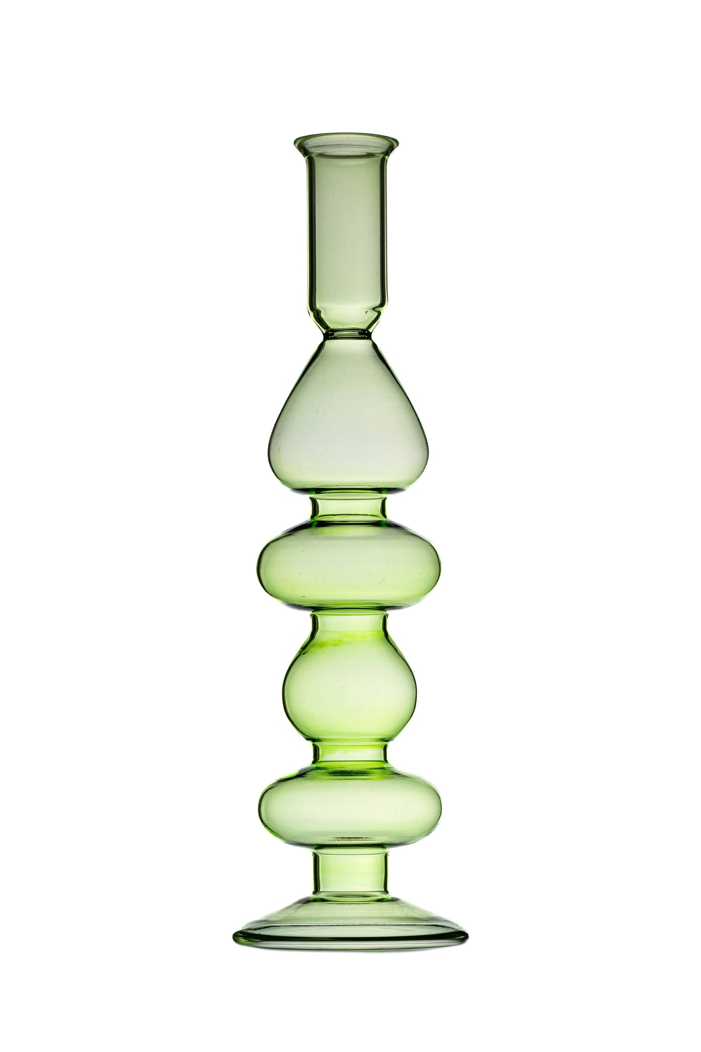 Ice Green Glass Candlestick Large