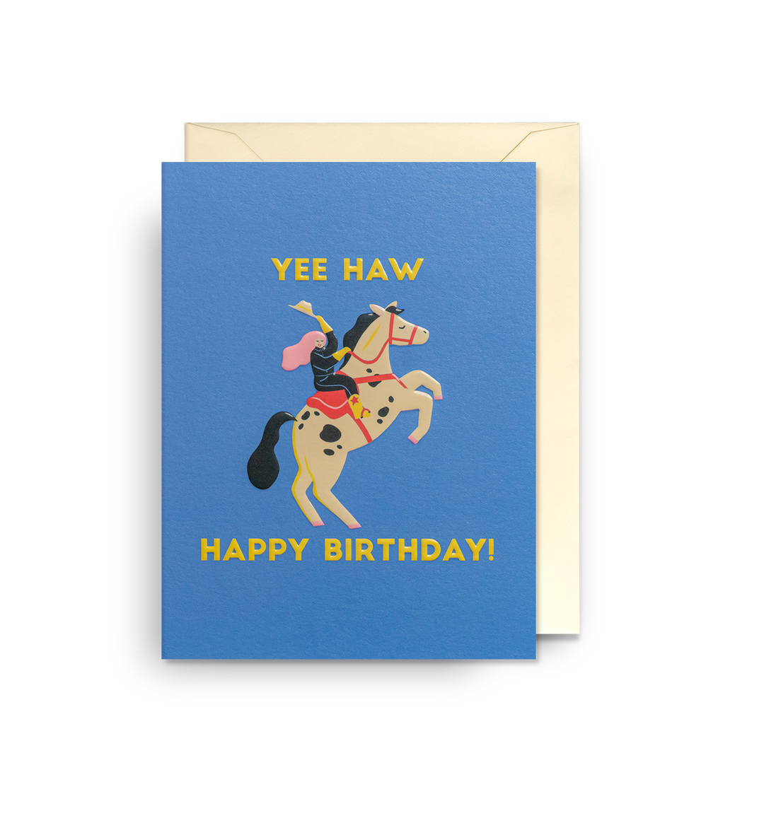 Yee Haw Cowgirl Birthday Mini Card