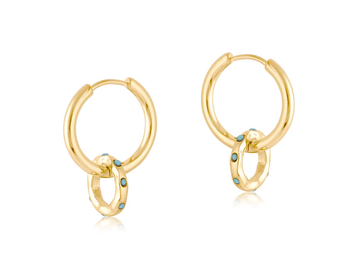 Mallorca Small Huggie Hoops - Turquoise
