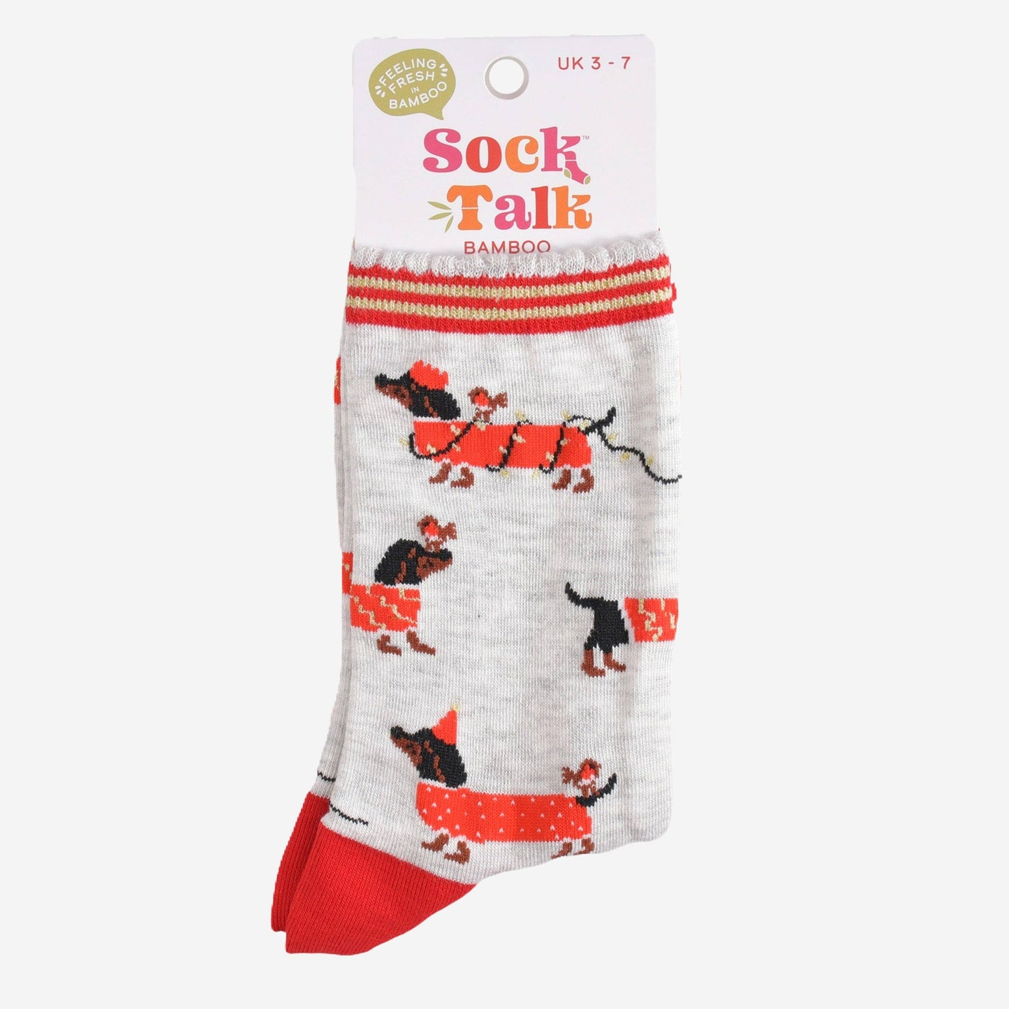Festive Sausage Dog & Robin Bamboo Socks