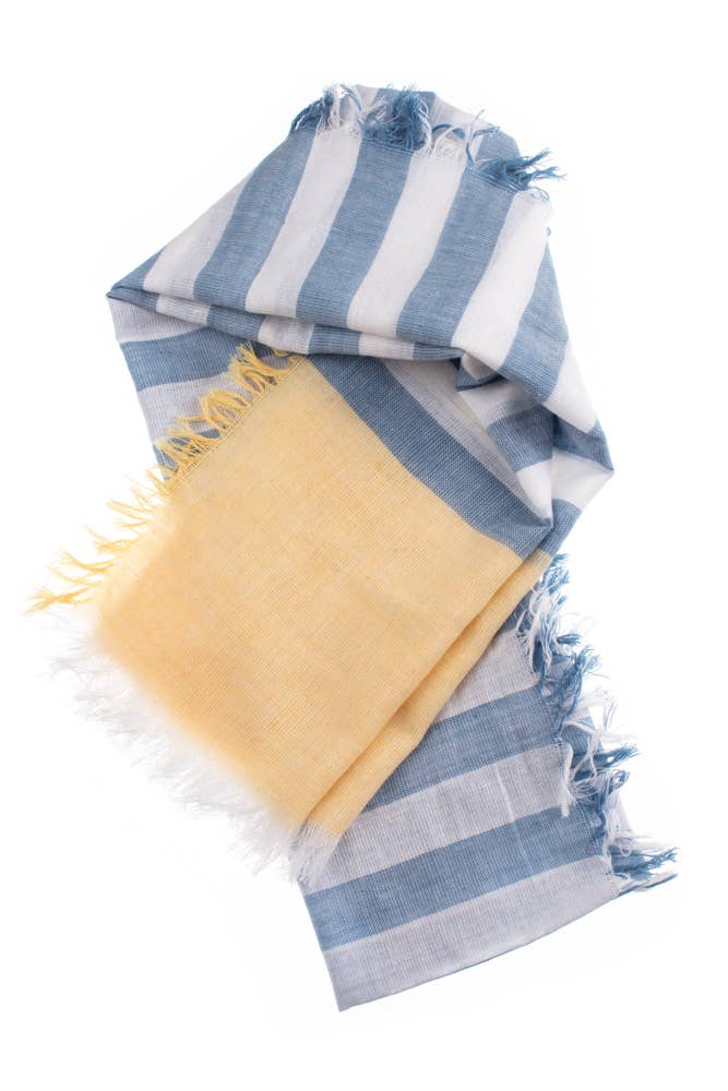 Sky Blue & Lemon Stripe Scarf