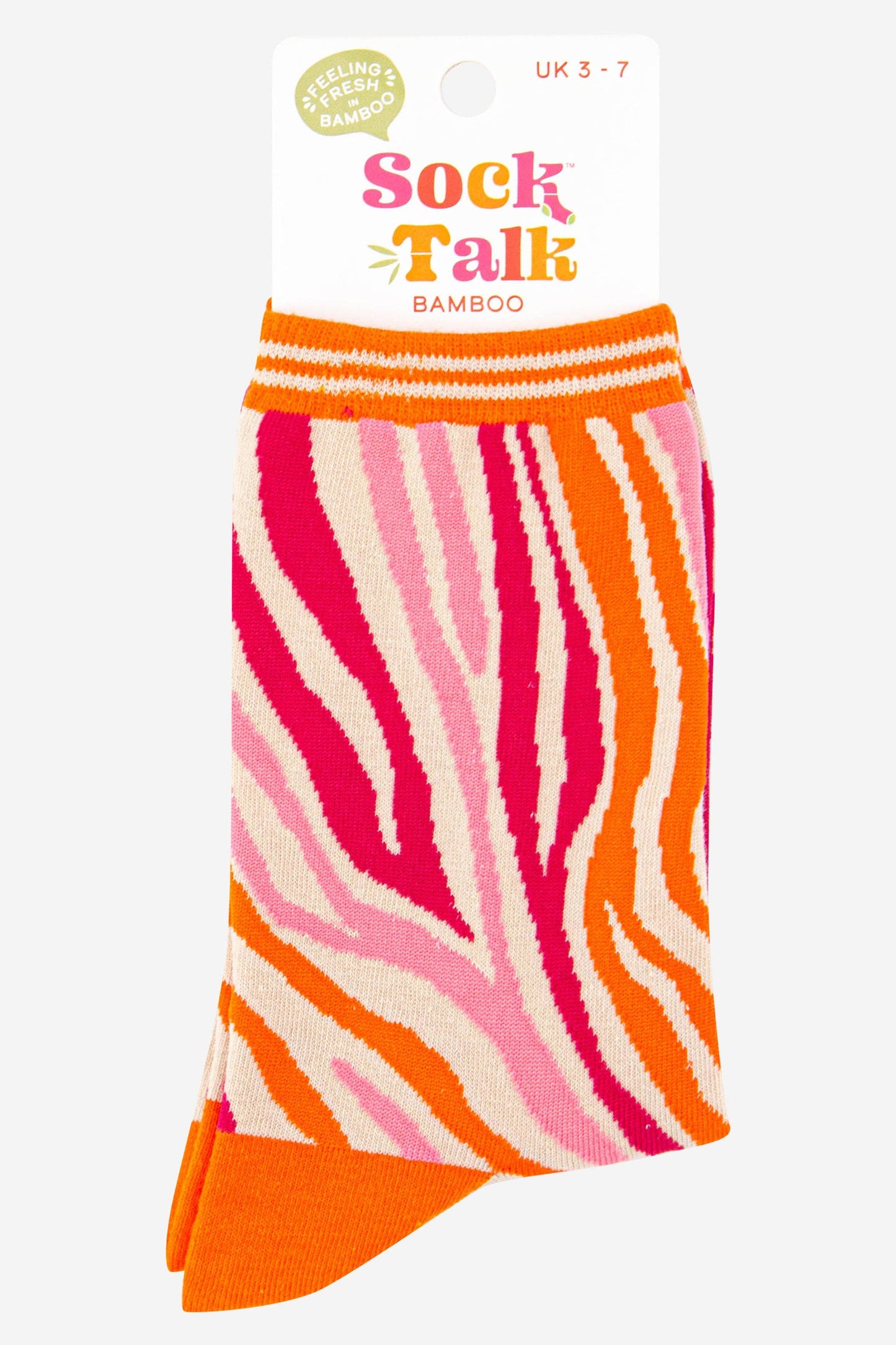 Zebra Print Bamboo Socks in Orange Pink