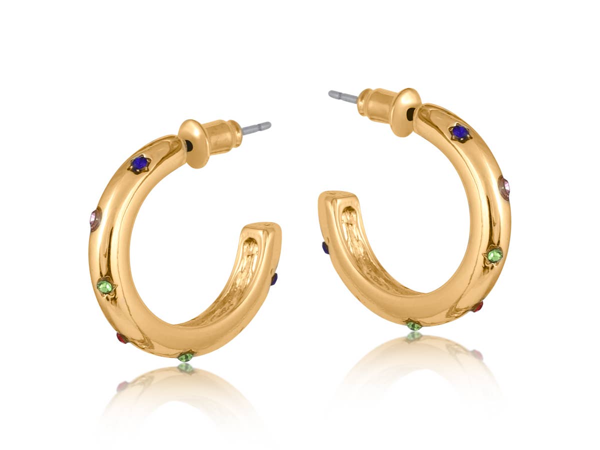 Ginette Rainbow Stone Hoop Earrings