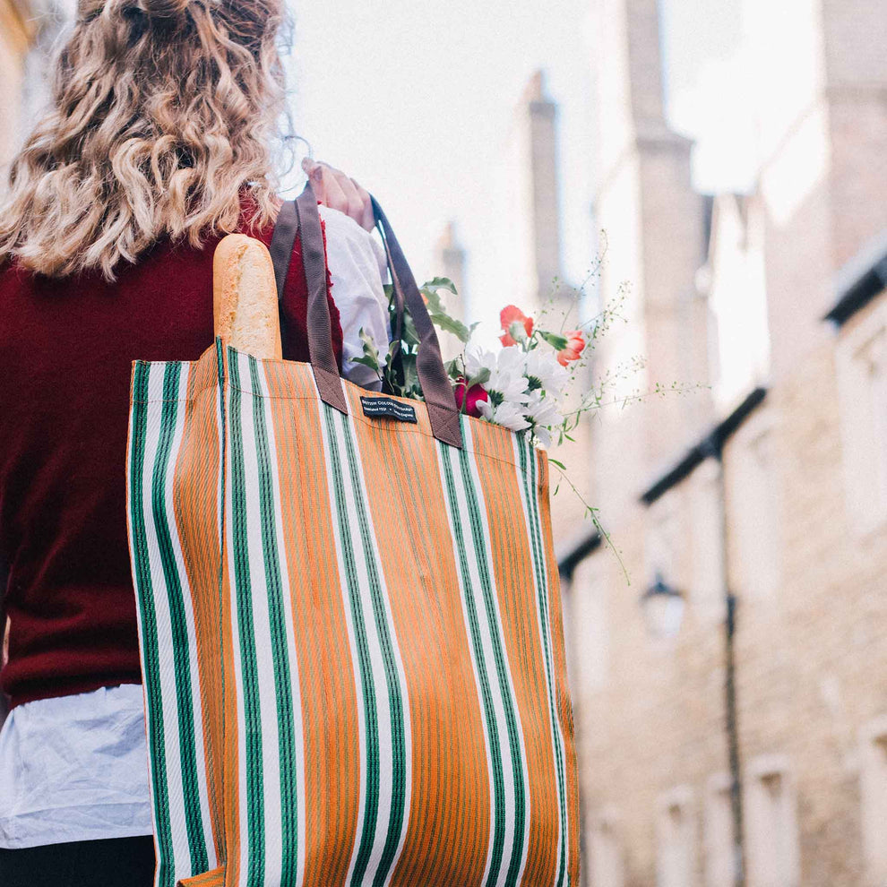 Eco Woven Market Shopper in Spanish Orange & Grass