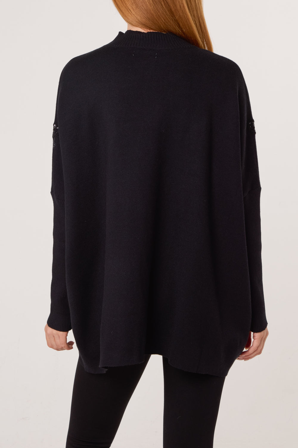 Embellished Botanical Funnel Neck Jumper