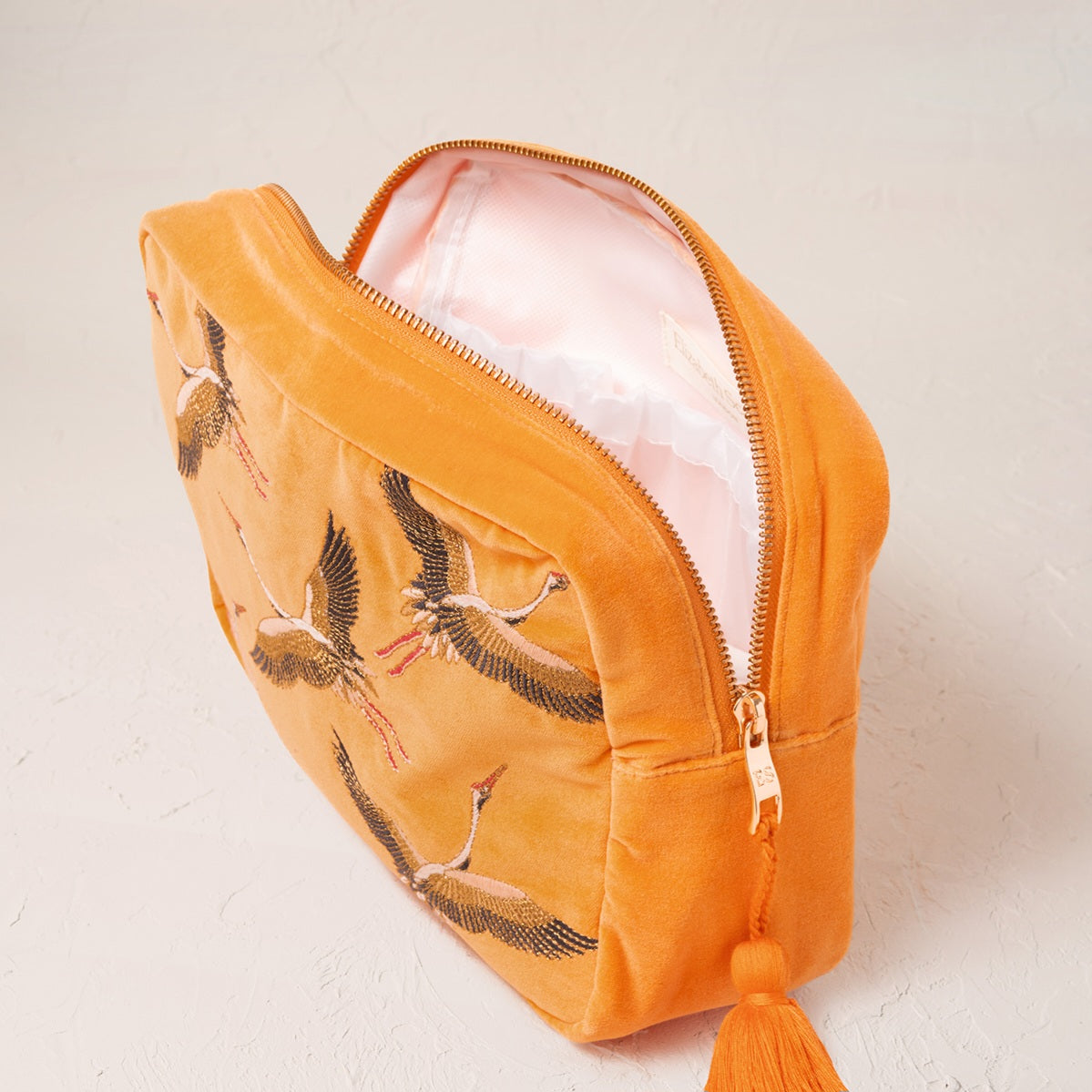 Cranes Wash Bag in Orange