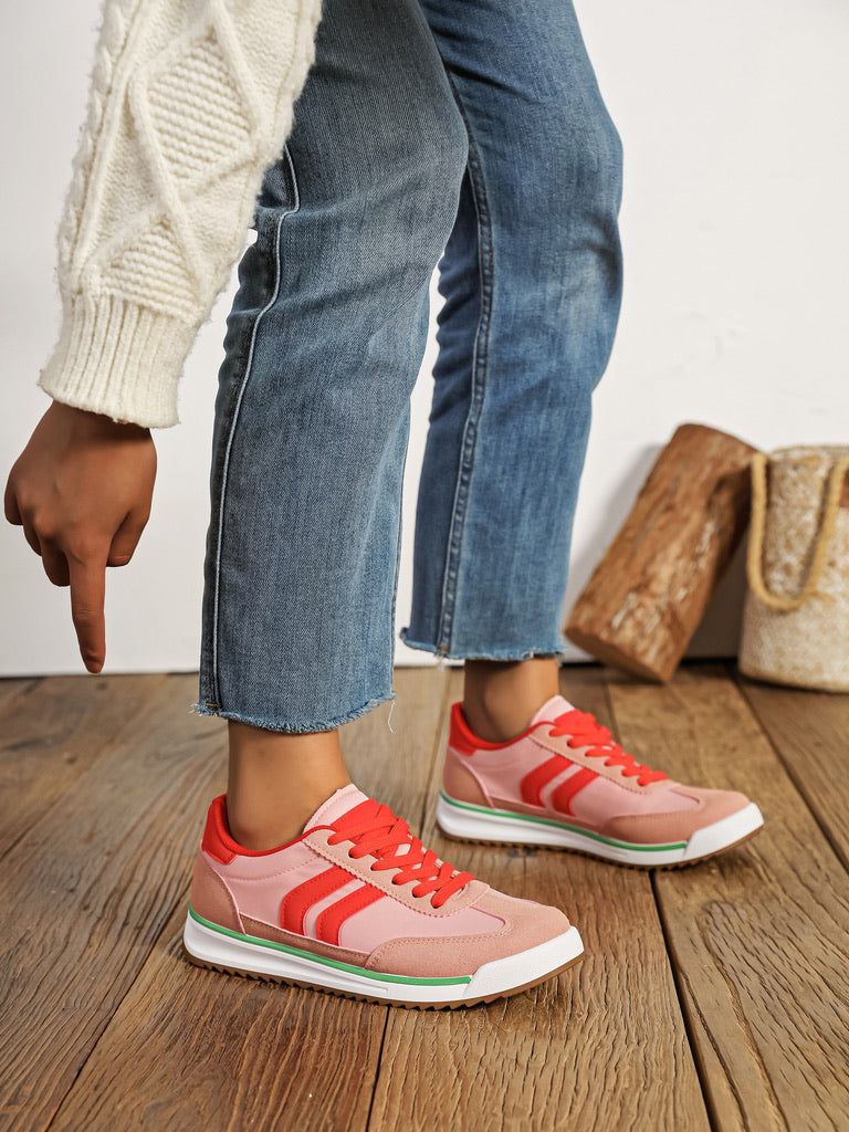 Piper Trainers in Pink & Red