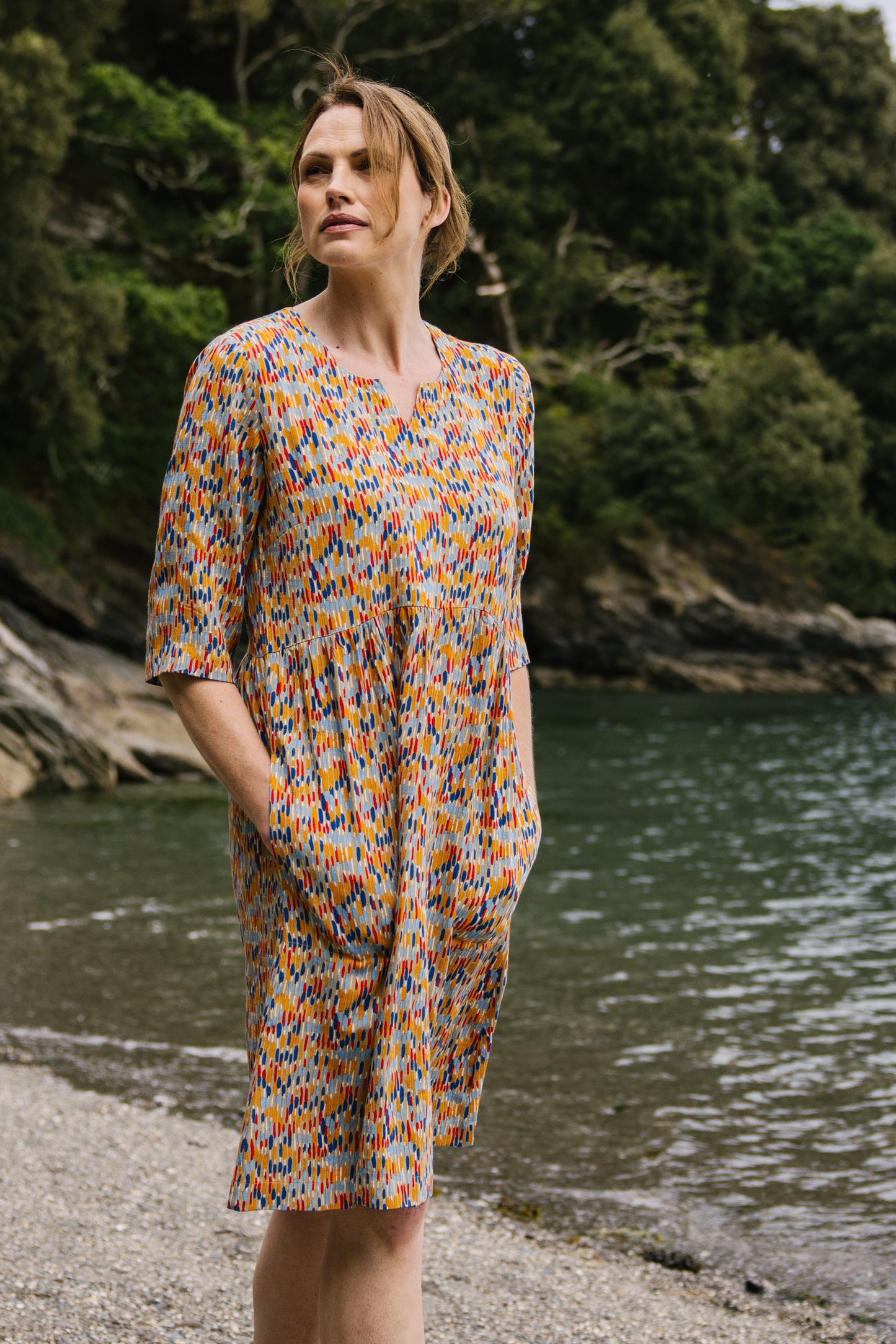 Nomads Multi Printed 3/4 Sleeve Dress