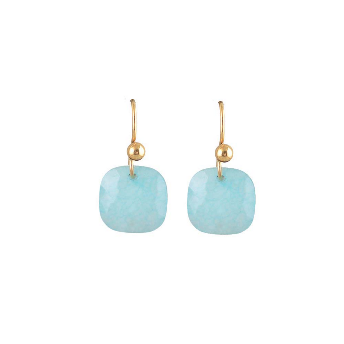 WHITE LEAF 14ct Gold Natural Stone Aquamarine Earrings