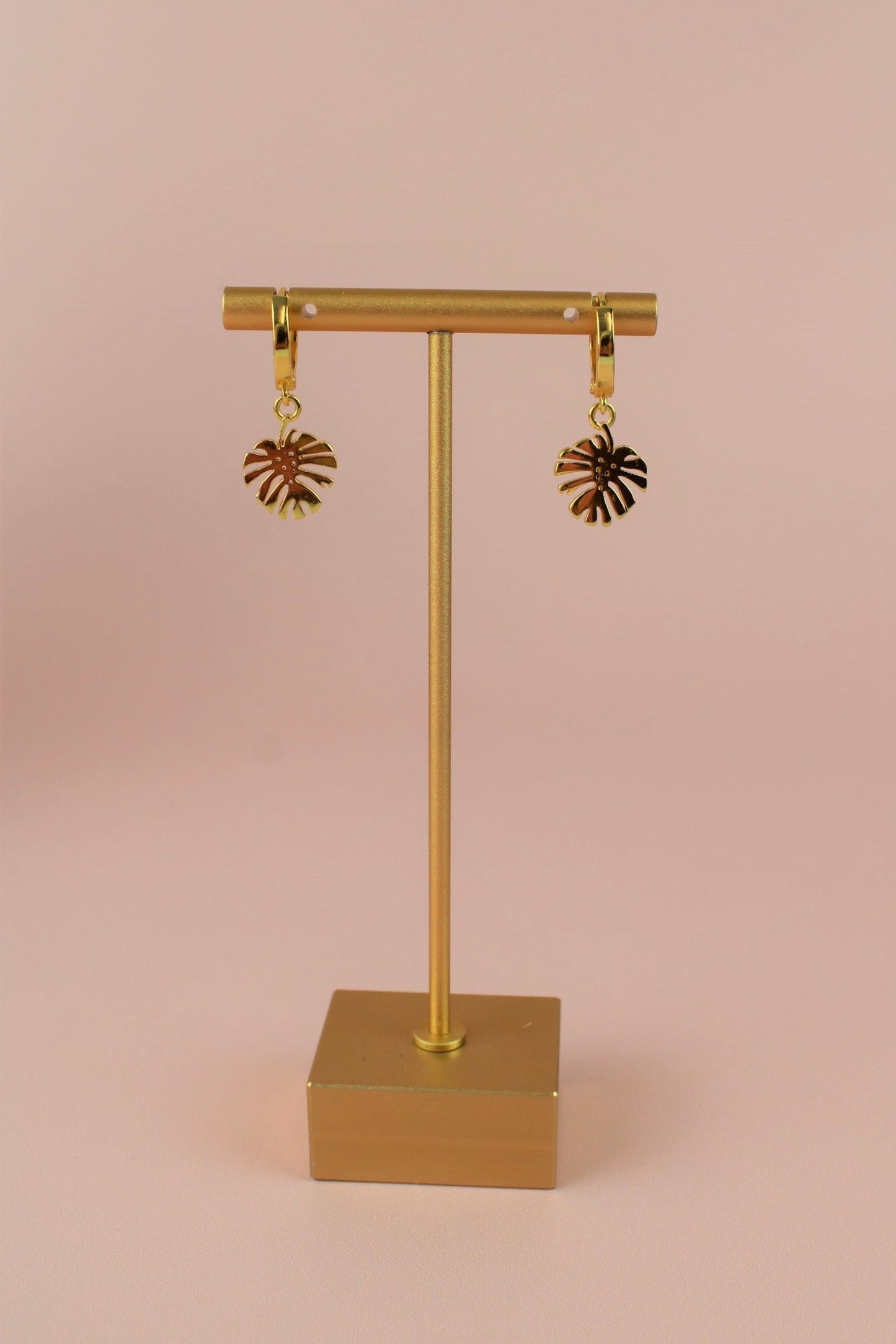 My Doris Gold Plated Monstera Huggie Hoop Earrings