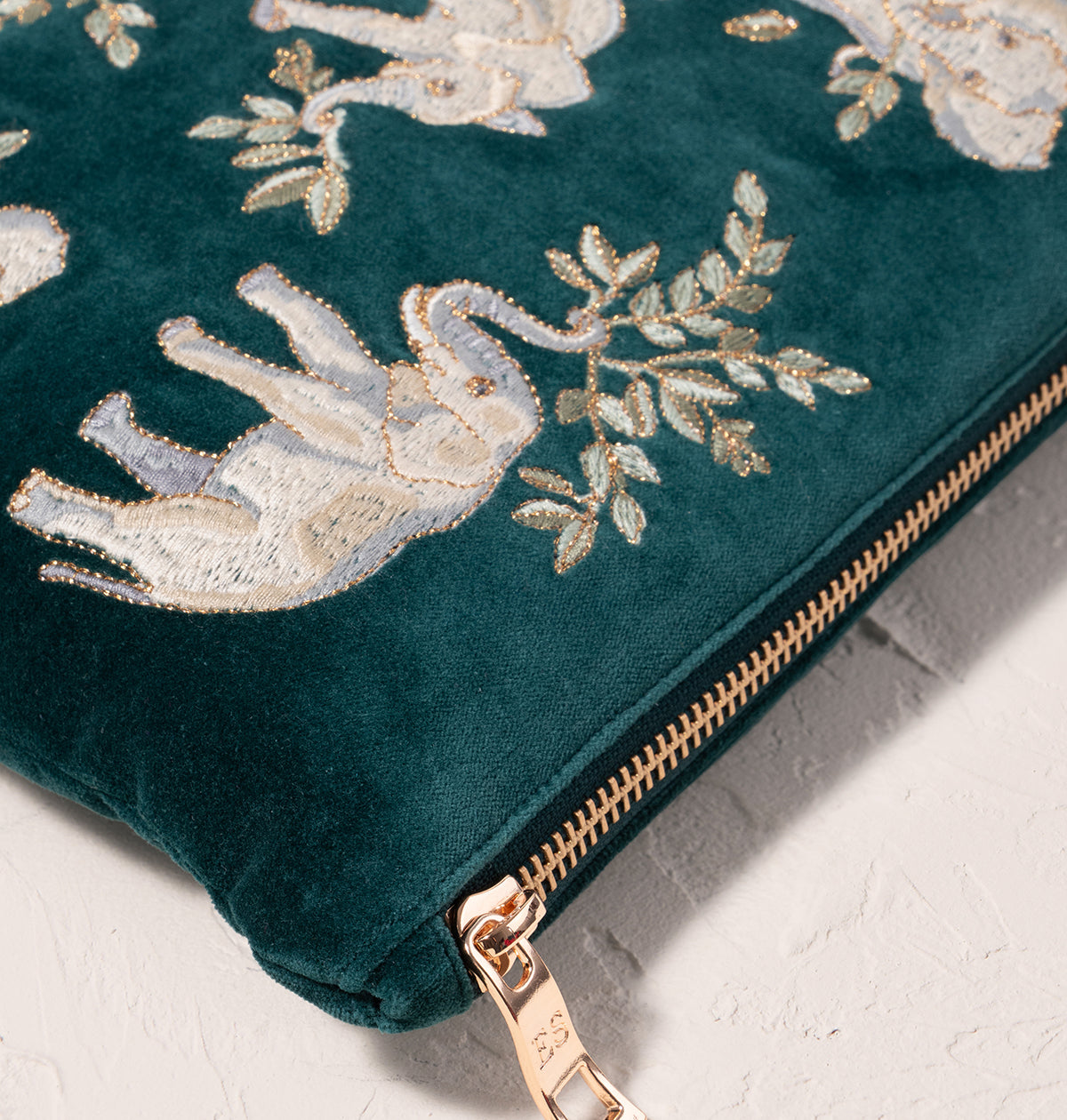 Elephant Herd Everyday Pouch in Emerald