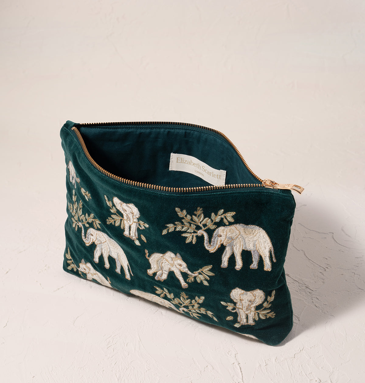 Elephant Herd Everyday Pouch in Emerald