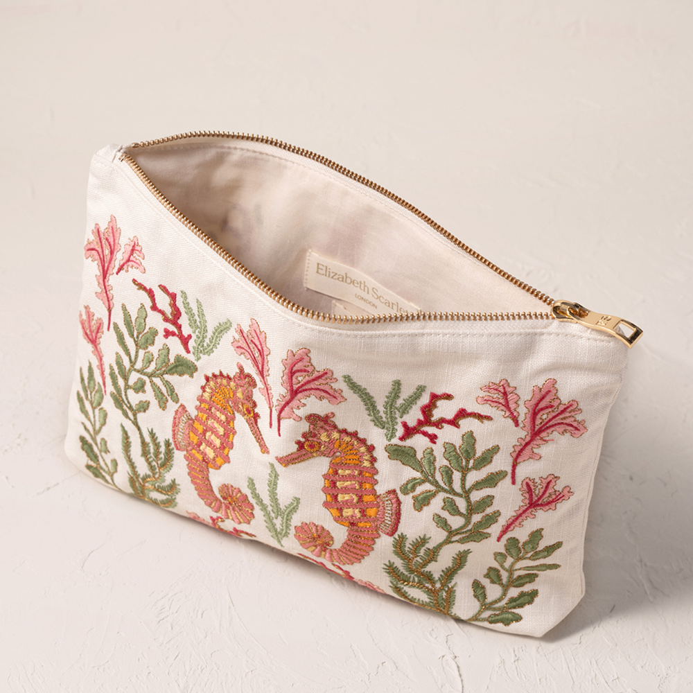 Coral & Seahorse Cotton Everyday Pouch