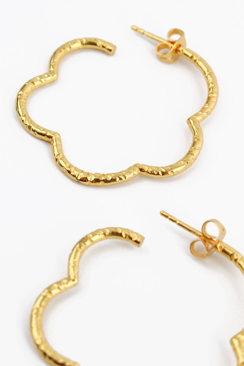 My Doris Gold Plated Flower Hoop Earrings