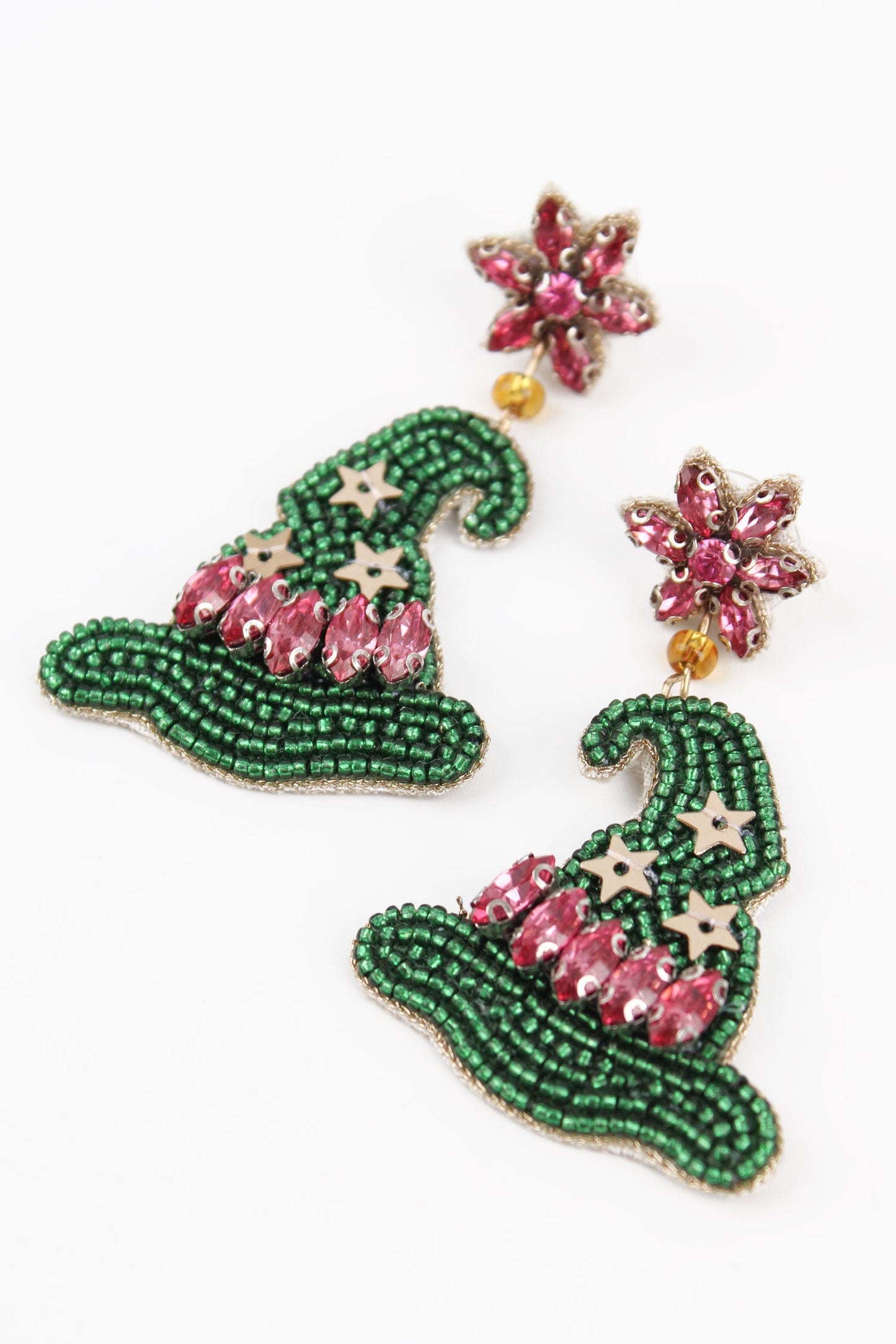My Doris Green & Pink Witches Hat Earrings