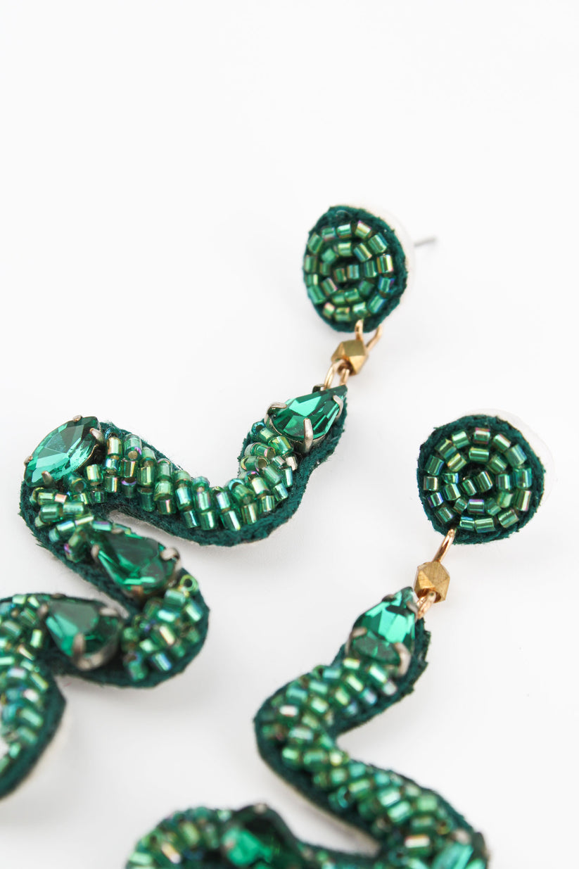 My Doris Green Snake Earrings