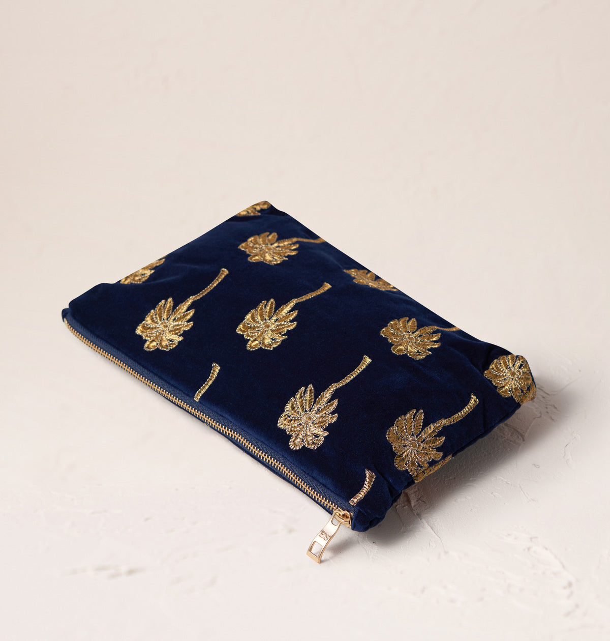 Gold Palm Everyday Pouch in Navy
