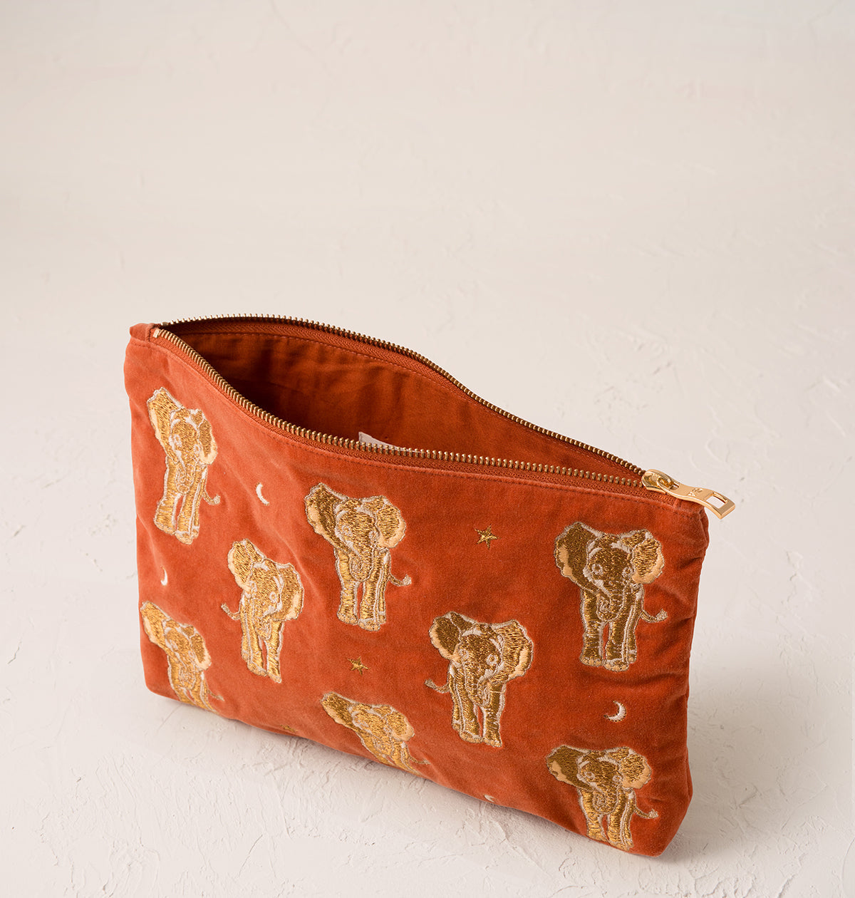 Golden Elephants Everyday Pouch in Rust