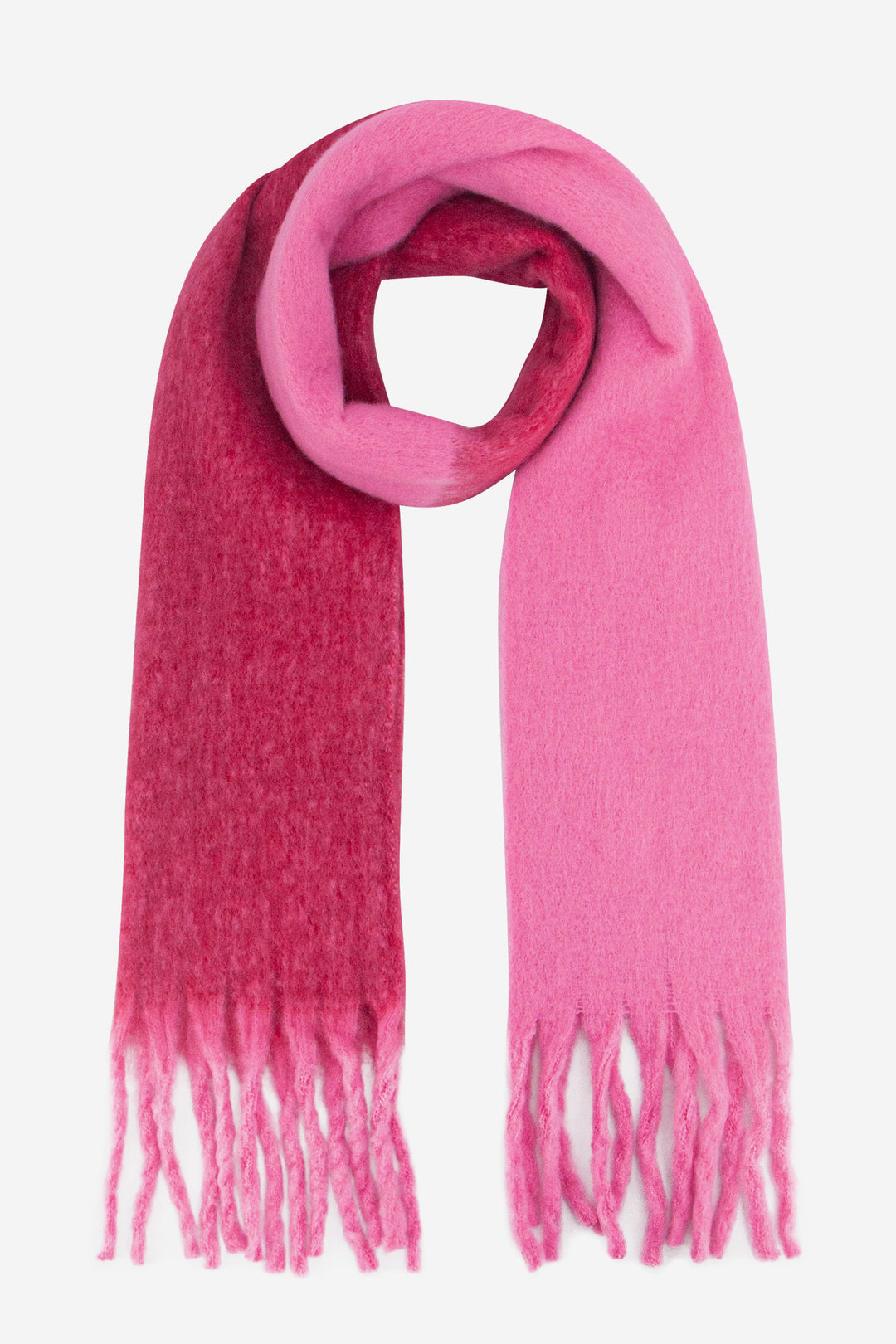 Ria Colour Block Chunky Scarf in Pink