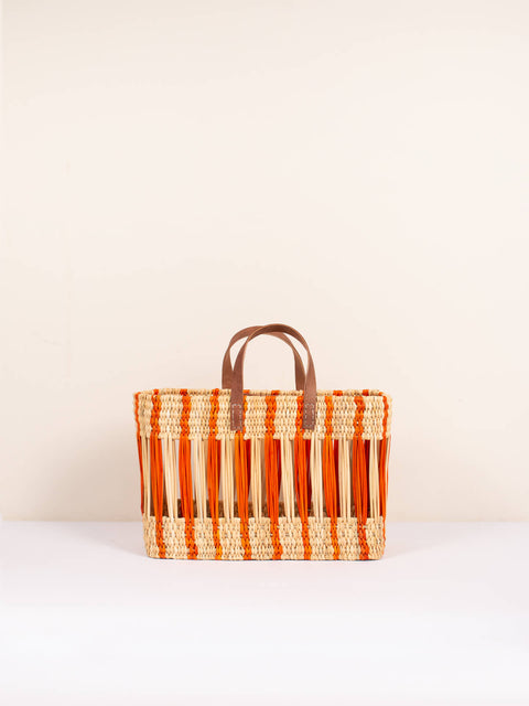Bohemia Medium Decorative Reed Basket - Orange Stripe