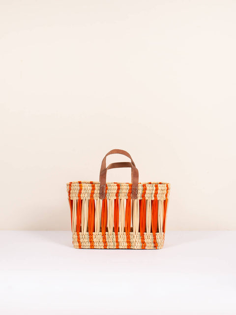 Bohemia Small Decorative Reed Basket - Orange Stripe