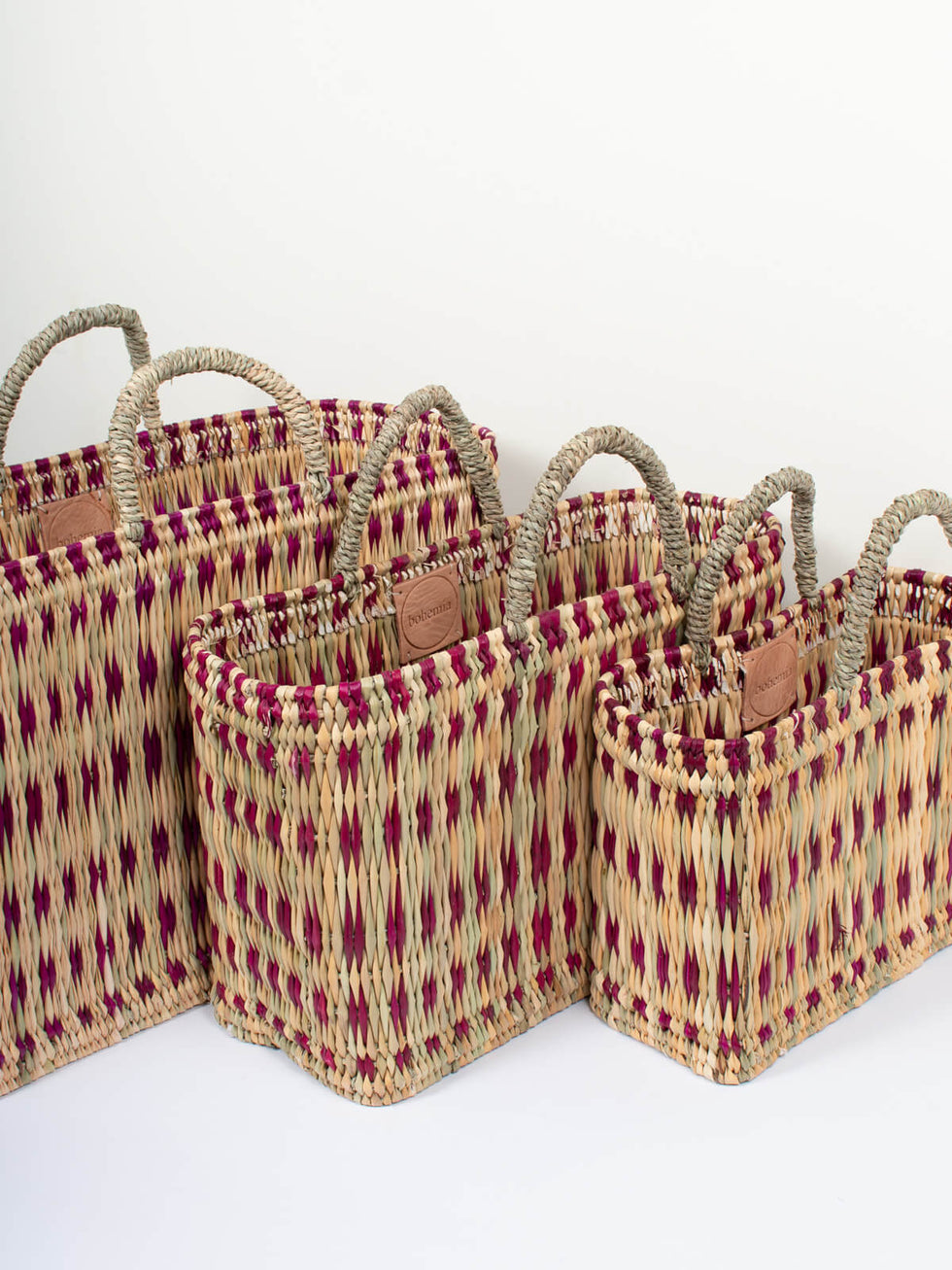 Bohemia Large Woven Reed Basket - Violet