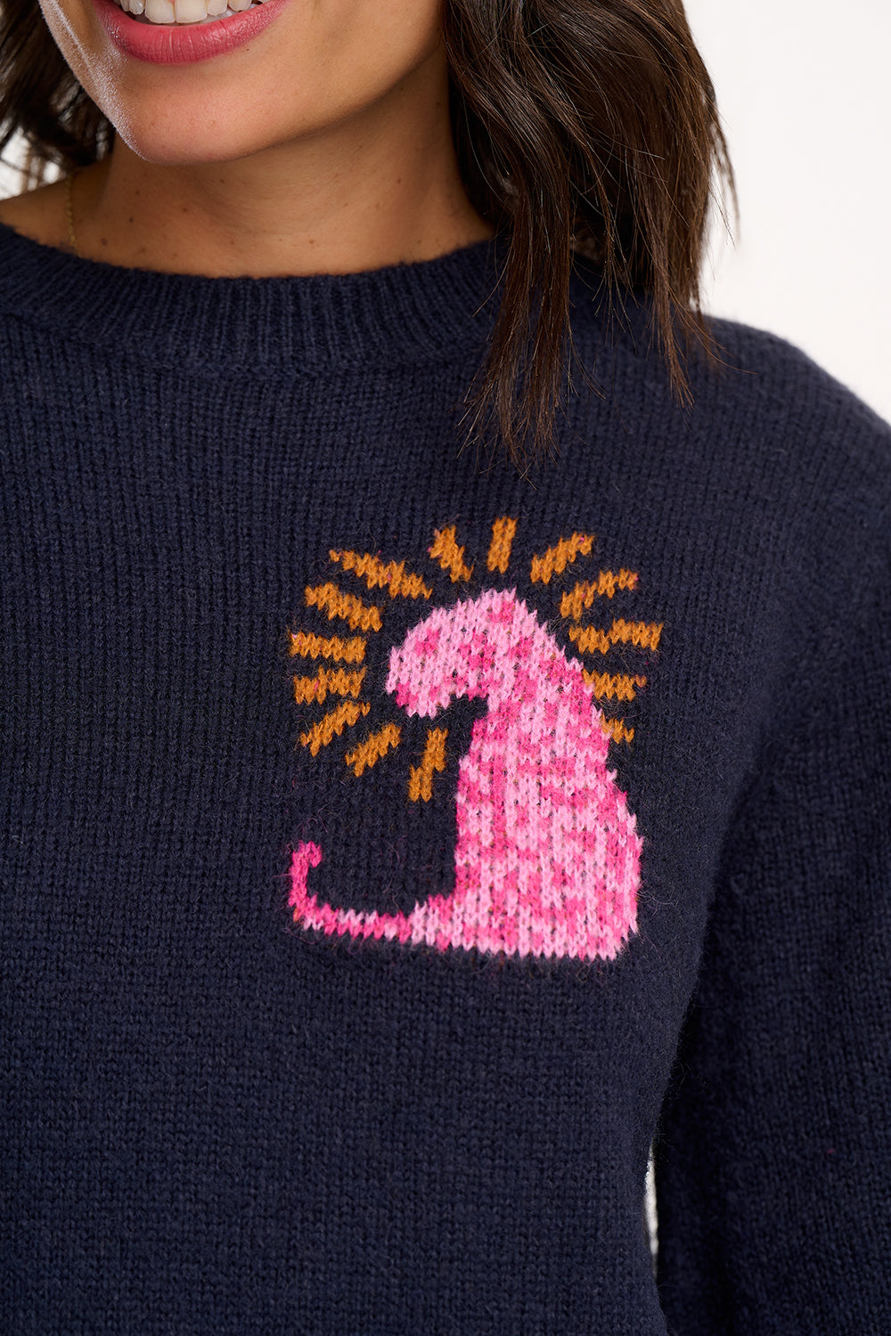 Sugarhill Brighton Essie Leopard Jumper in Navy