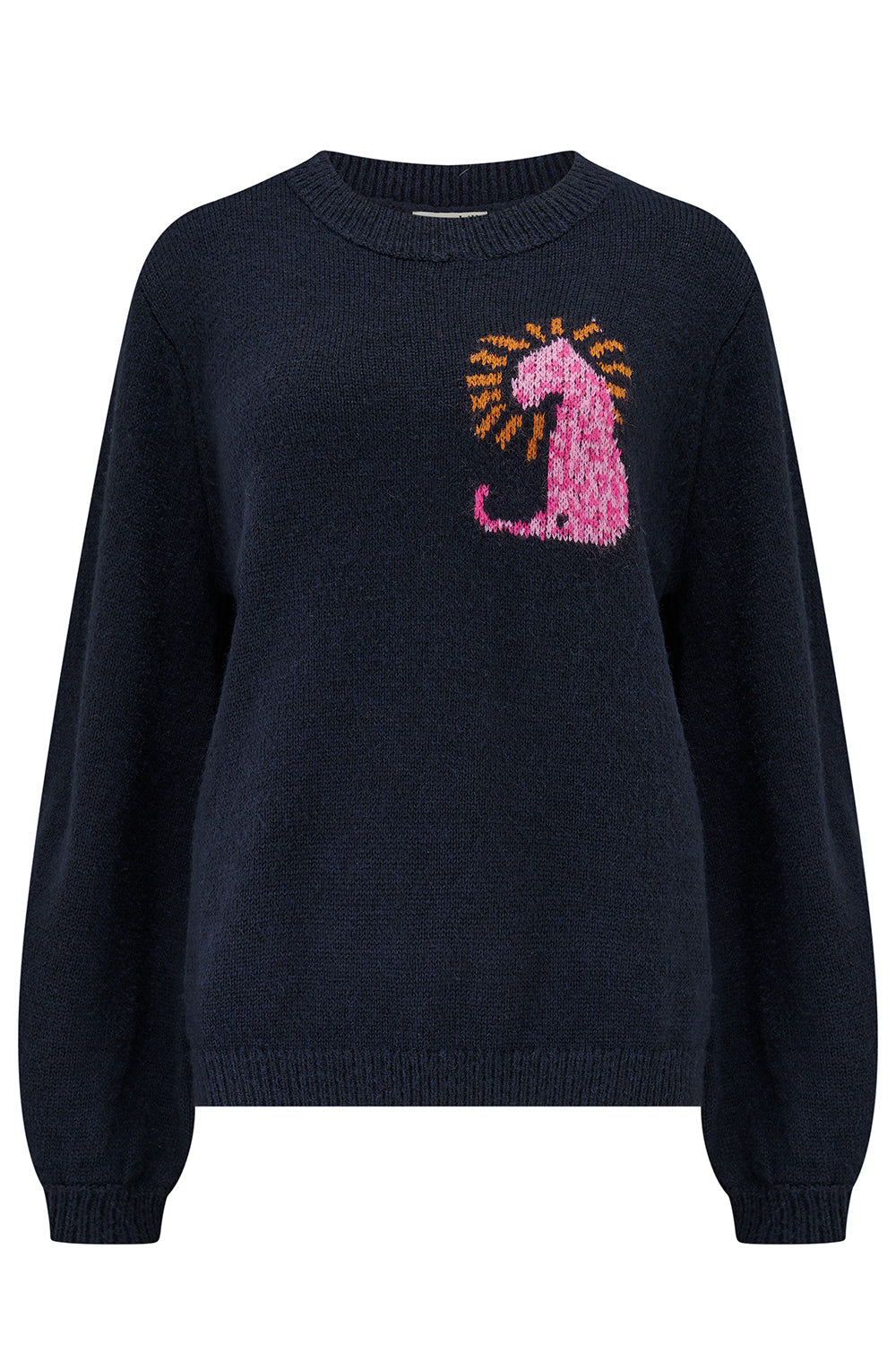 Sugarhill Brighton Essie Leopard Jumper in Navy