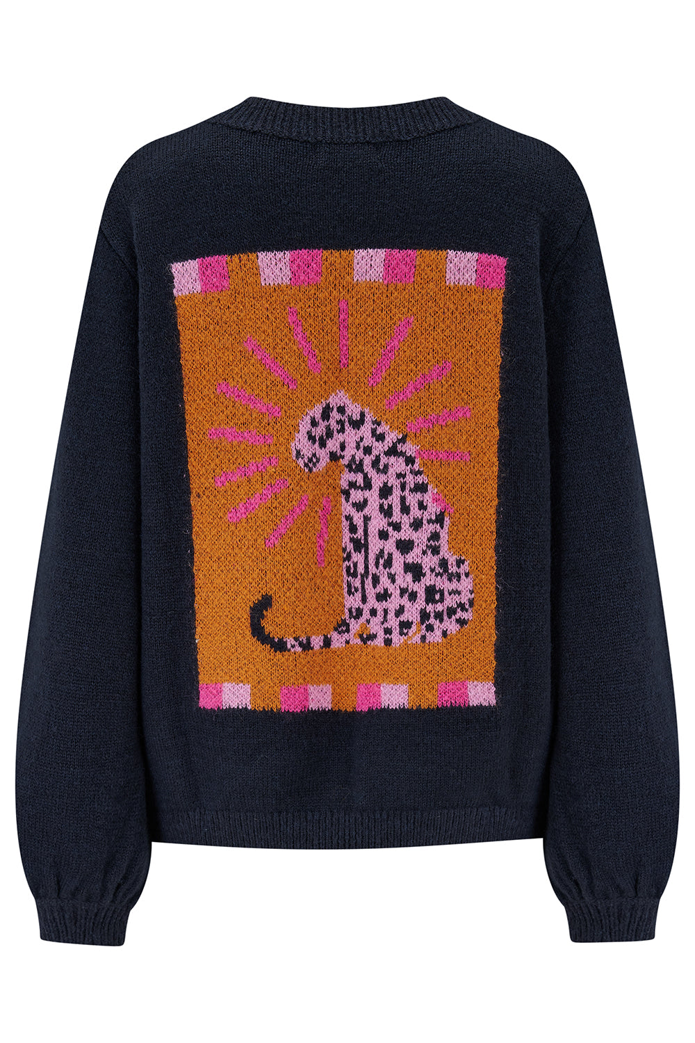 Sugarhill Brighton Essie Leopard Jumper in Navy