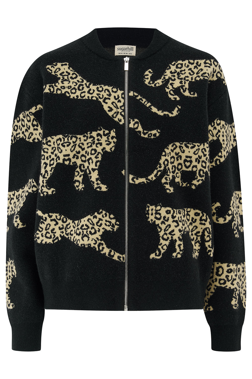 Sugarhill Brighton Solana Knitted Leopards Bomber Jacket