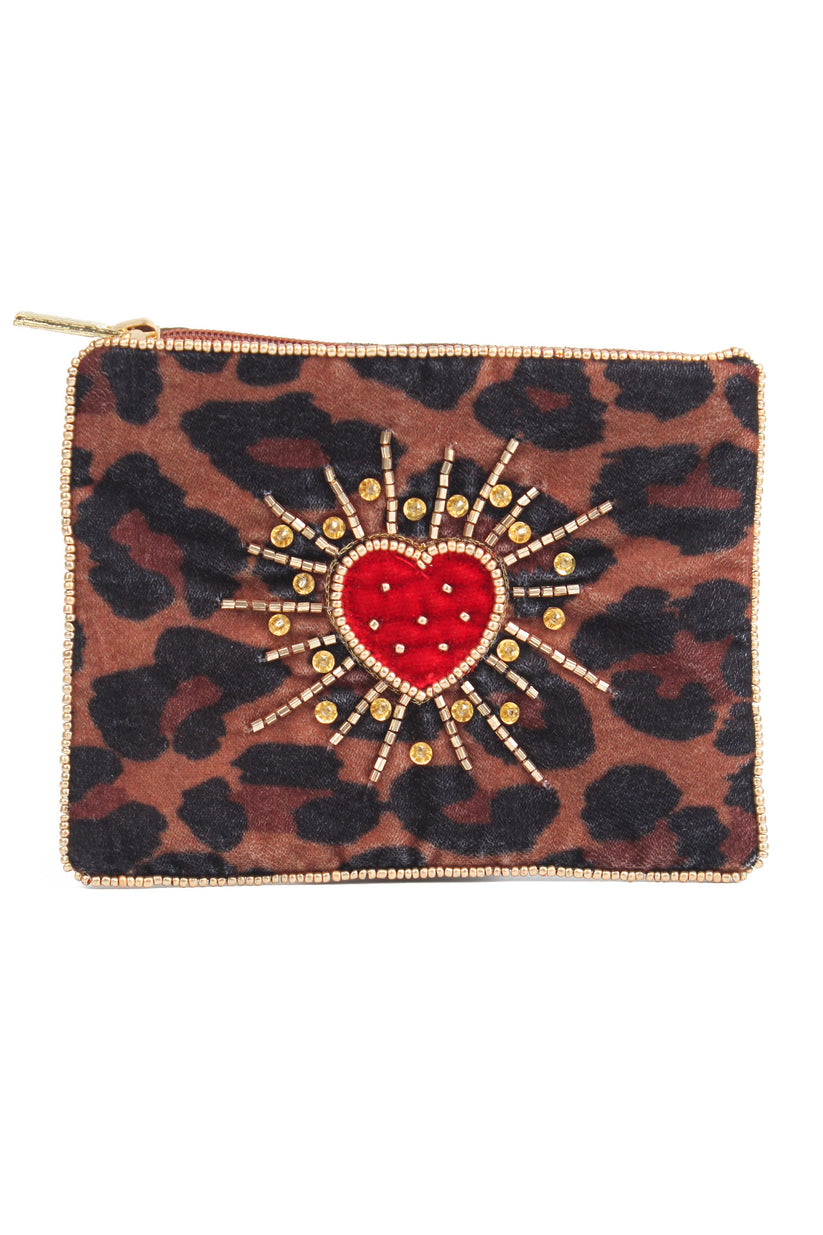 My Doris Leopard Heart Small Purse