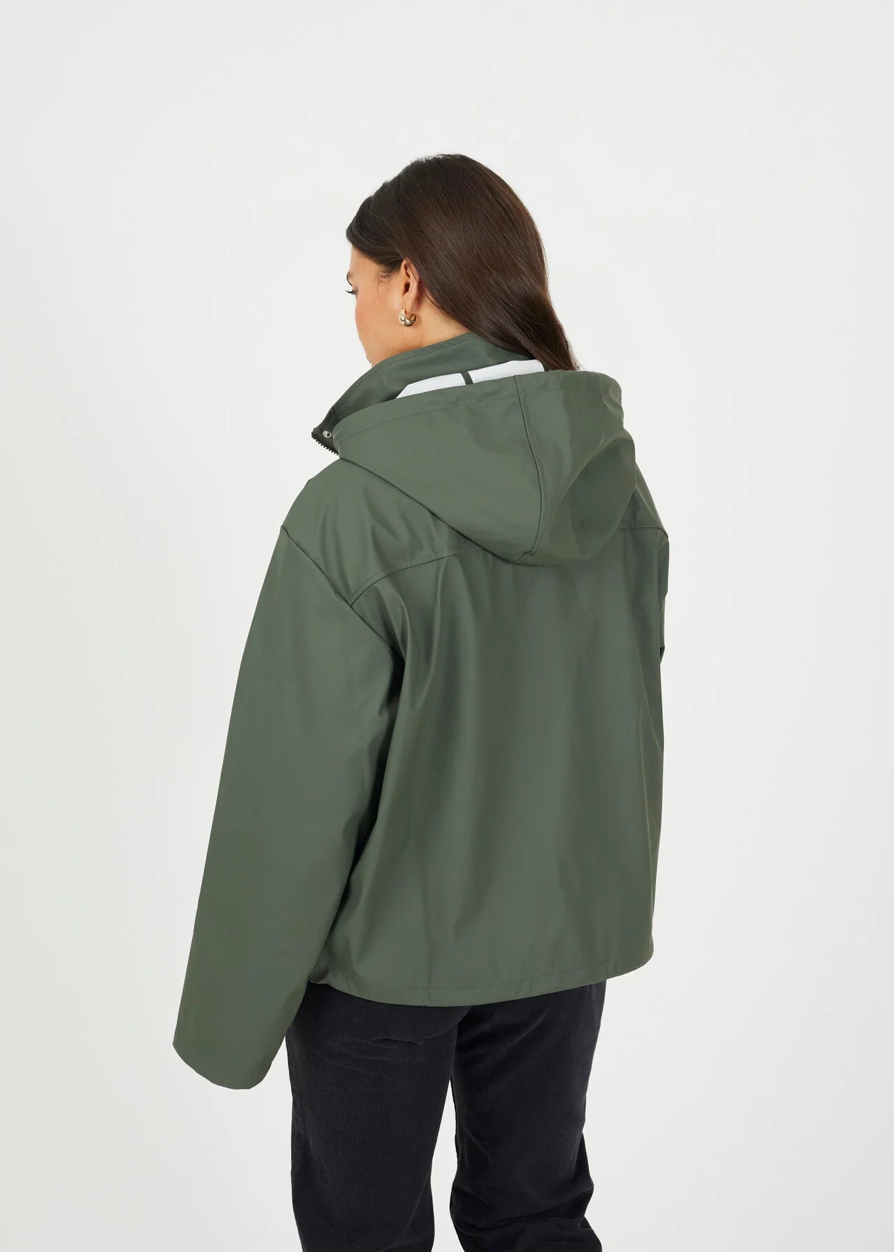 Rubberised Short Rain Mac in Khaki