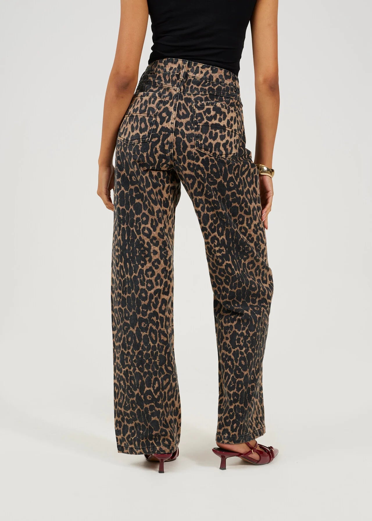 Animal Print Wide Leg Jeans