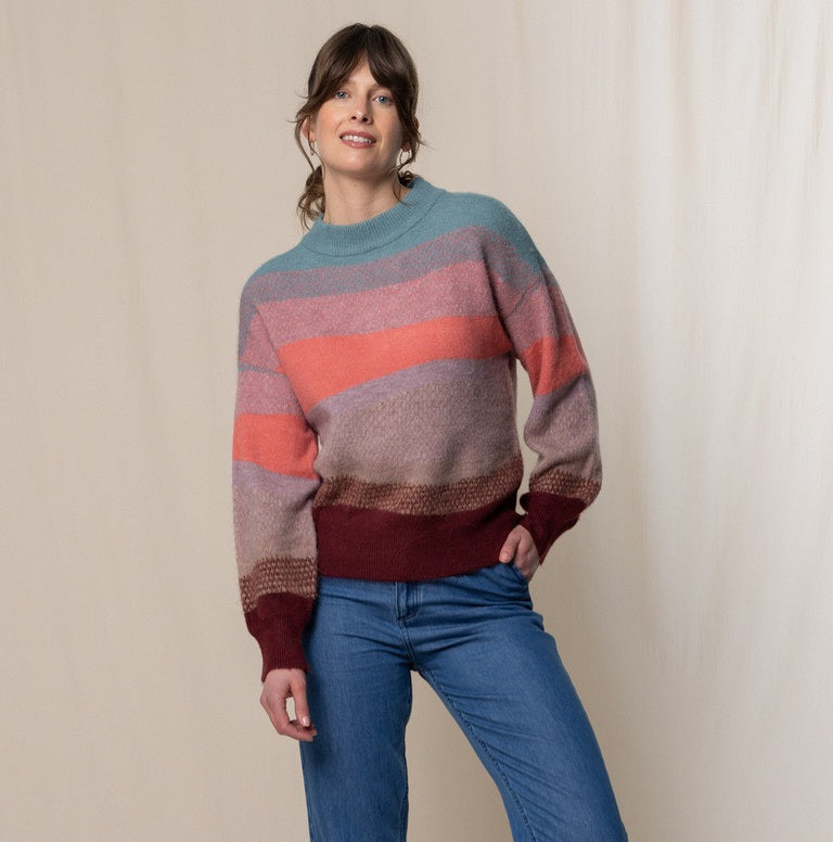 Lily & Me Art Colour Block Jumper in Mulberry