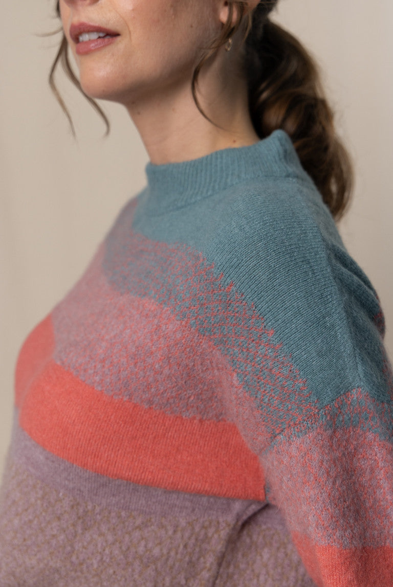 Lily & Me Art Colour Block Jumper in Mulberry