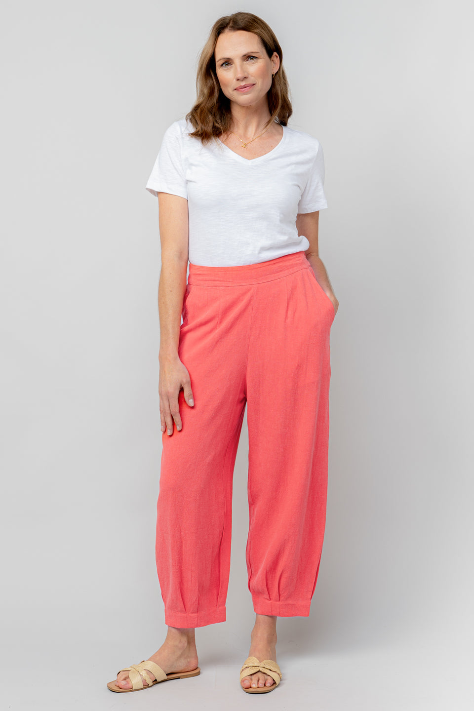 Lily & Me Sail Linen Trousers in Coral
