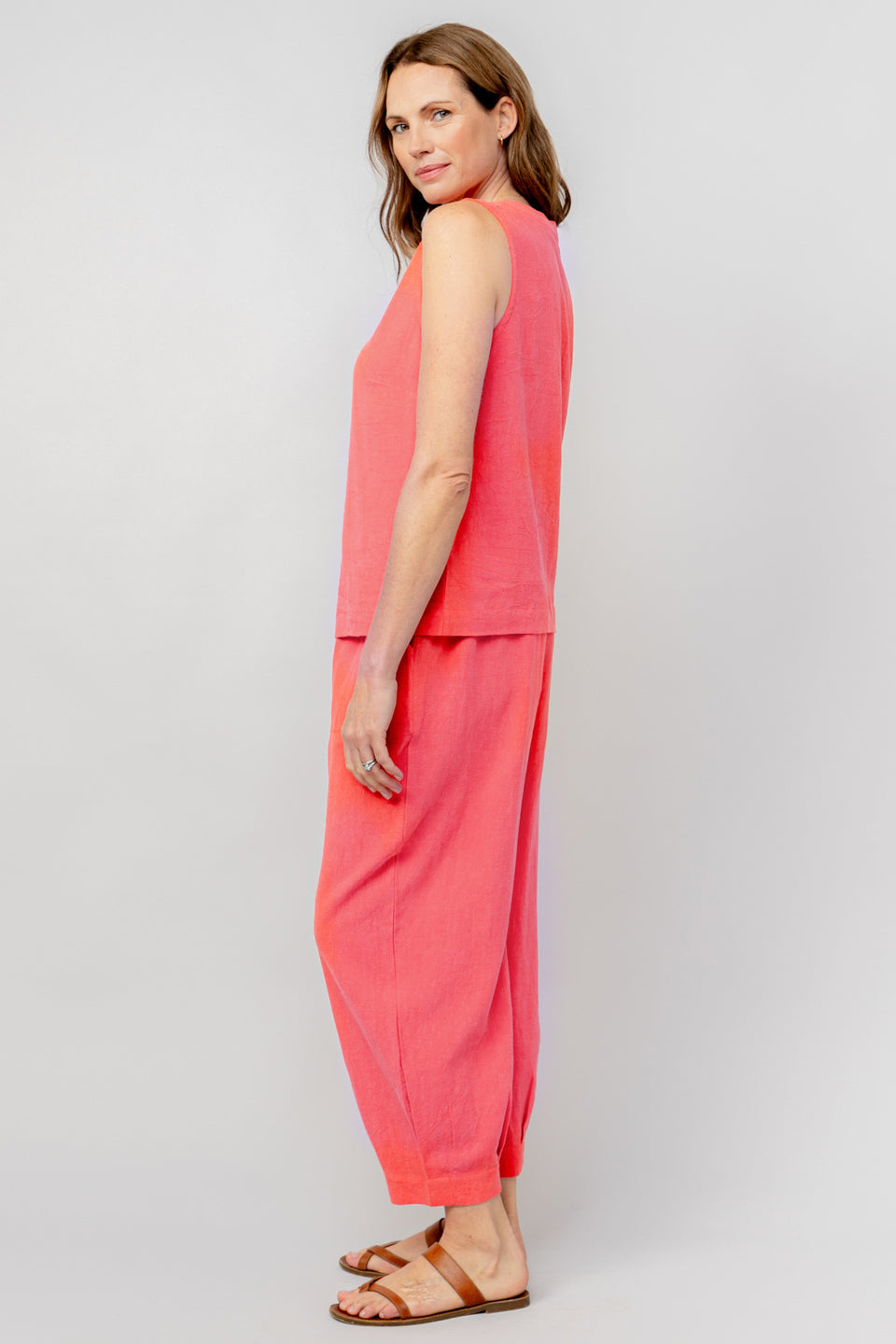 Lily & Me Sail Linen Trousers in Coral